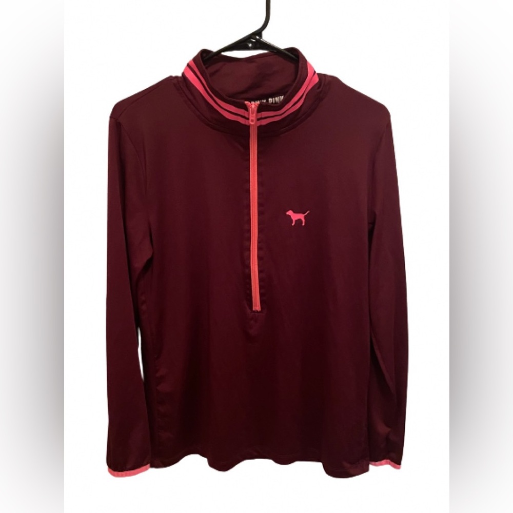 Victoria’s Secret PINK ULTIMATE Half-Zip Athletic Pullover Maroon Pink Size Lg